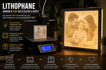 Háttérvilágítással megjelenő Lithophane 3D nyomtatott kép