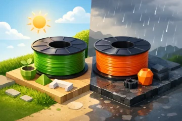 PLA és PETG anyagválasztás kültéri 3D nyomtatott alkatrészekhez